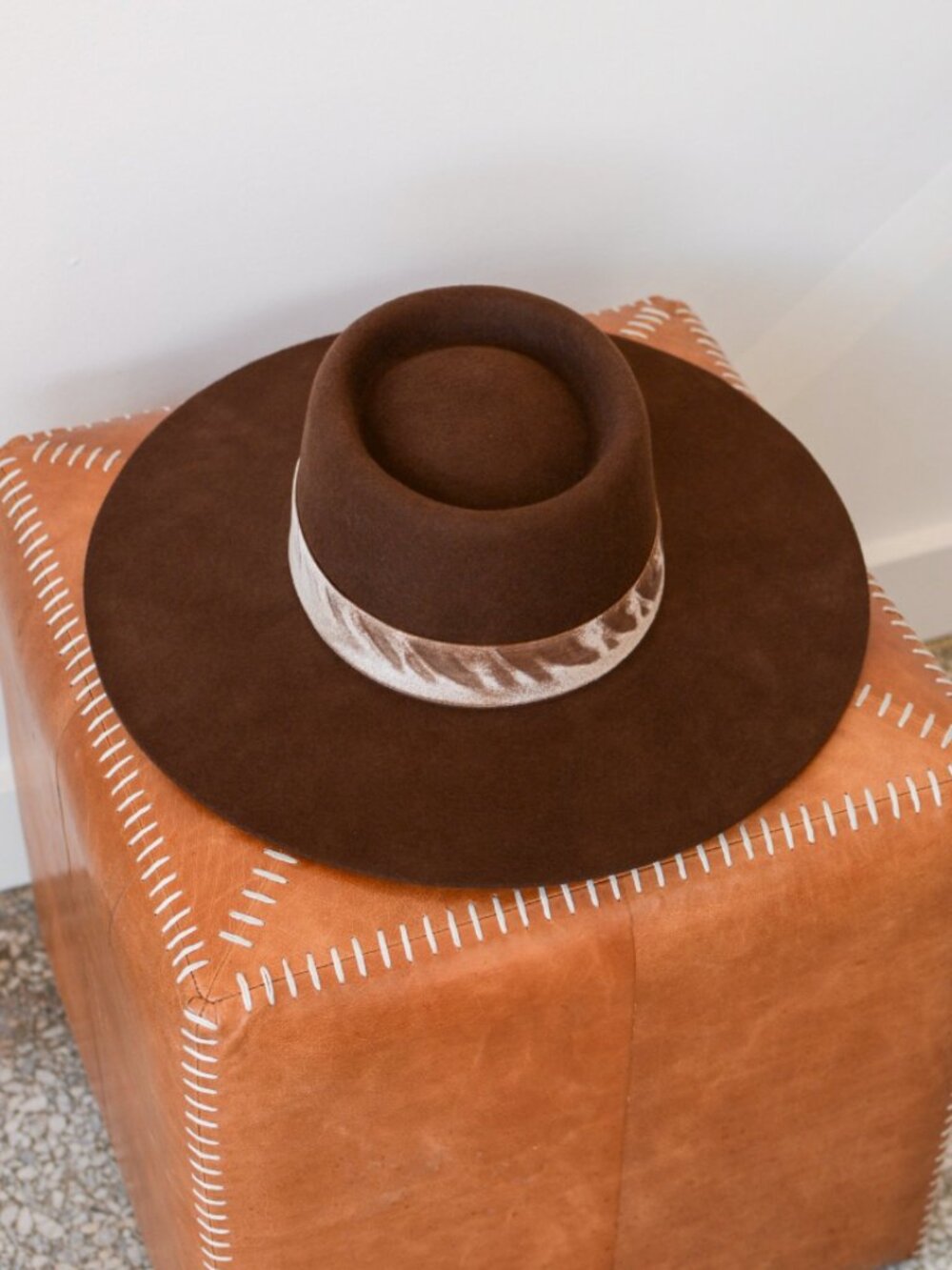 Lack Of Color Juno Boater Brown Felt with Velvet Trim Small